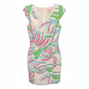 Lilly Pulitzer Desiree Shift Dress Ring the Bellboy Print V-Neck Size Medium
